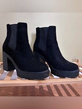 Platform Black Suede Booties